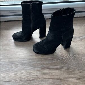 Steve Madden Black Suede Platform Ankle Boots